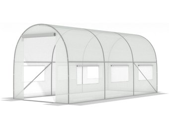 Tuinkas 4x2,5x2 meter - wit - met 6 klamboe ramen