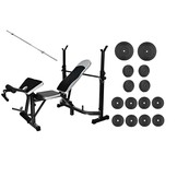 Combinatie set halterbank fitness met gewichten en halterstang - 60 kg