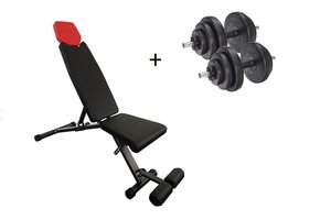 Sportbank met verstelbare gewichten - 20 kg halter set