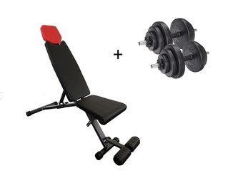 Sportbank met verstelbare gewichten - 20 kg halter set