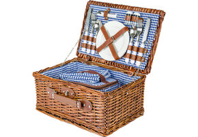 Picknickmand 4-persoons met servies & thermotas - donker riet