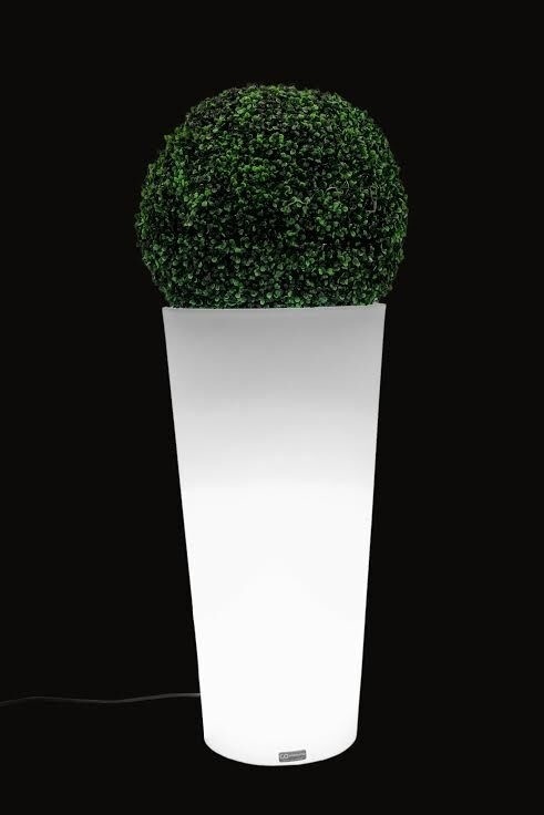 Bloempot met led verlichting 80 cm – wit