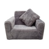 Kinder slaapbank en logeerbed in één - 50 x 50 x 40 cm - grijs pluche