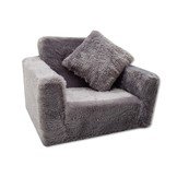 Kinder slaapbank en logeerbed in één - 50 x 50 x 40 cm - grijs pluche