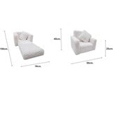 Kinder slaapbank en logeerbed in één - 100cm x 36cm x 25cm - wit pluche