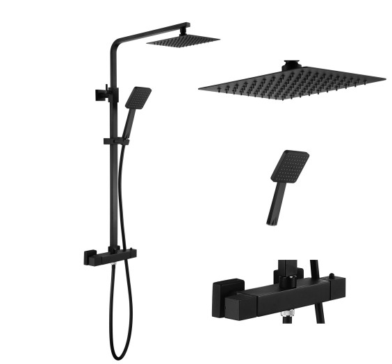 Mat zwarte regendouche set compleet