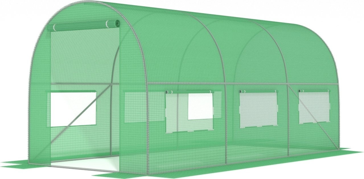 Tunnelkas met ramen - 450x200x200 cm - groen