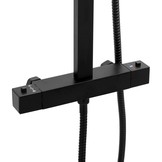 Regendoucheset - 25 cm - zwart - thermostaatkraan & handdouche