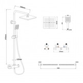 Doucheset zwart - regendouche 23cm - thermostaatkraan