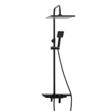 Zwarte doucheset met regendouche en thermostaatkraan
