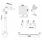 Doucheset met zwarte regendouche van 20cm en douchemengkraan