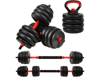 Halterset - dumbbellset - 40 kg verstelbaar met kettlebell