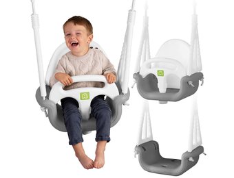 Schommel - baby en peuter - meegroei - grijs-wit - tot 30 kg