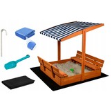 Zandbak - met dak - speelgoed - grondzeil - 120x120x120 cm