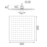 Douchekop regendouche 25 x 25 cm chroom