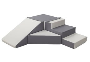 Speelset - schuimblokken - met glijbaan - wit & grijs