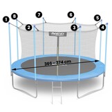 Trampoline net - 374cm 12ft binnenrand - 6 openingen