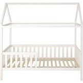 Huisbed kinderbed - hout - met hek - wit