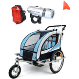 Fietskar kind - buggy - 2-zits - blauw