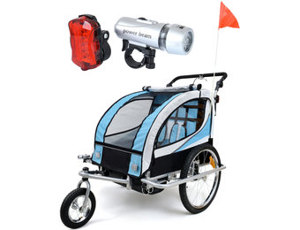 Fietskar kind - buggy - 2-zits - blauw