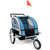 Fietskar kind - buggy - 2-zits - blauw