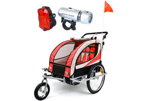 Fietskar kind - buggy - 2-zits - rood