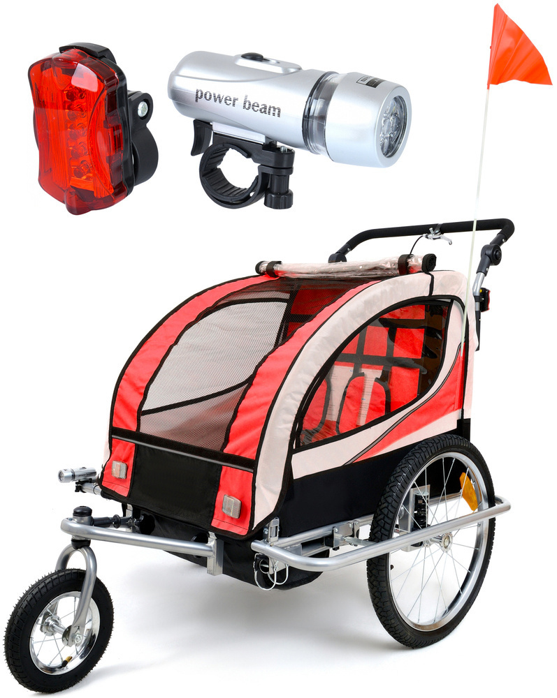 Fietskar kind - buggy - 2-zits - rood