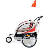 Fietskar kind - buggy - 2-zits - rood