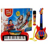 Muziekset met gitaar, keyboard en microfoon