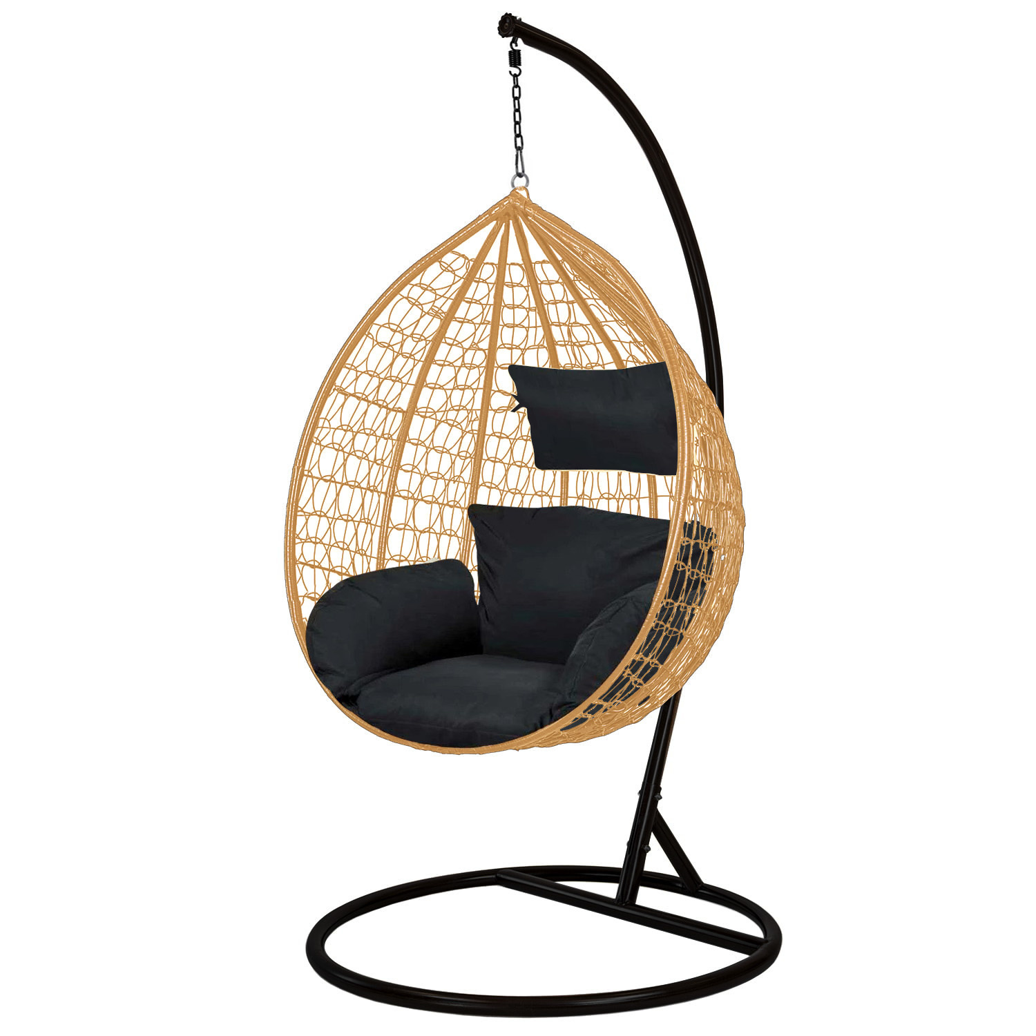 Hangstoel - ei stoel - zwarte standaard & kussens - 150kg