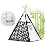 Tipi tent - speeltent - zwart wit panda - kussens & lampjes