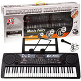 Keyboard piano - 61 toetsen - 81x30 cm - met microfoon - zwart