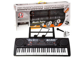 Keyboard piano - 61 toetsen - 81x30 cm - met microfoon - zwart