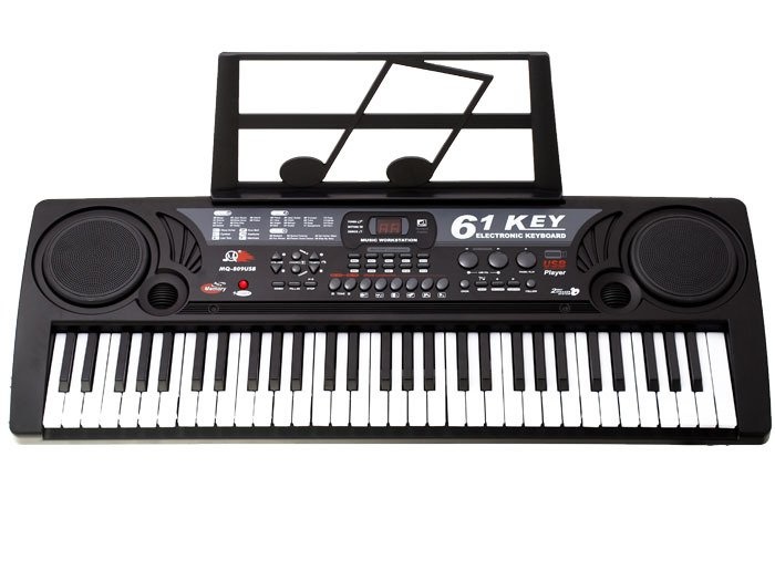 Keyboard piano - 61 toetsen - 81x30 cm - met microfoon - zwart