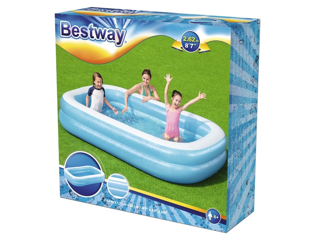 Opblaas zwembad - Bestway - 262x175x51 cm - blauw wit