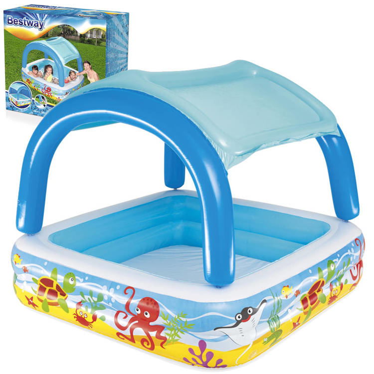Kinderzwembad met dakje - Bestway -  147x147x122 cm - blauw