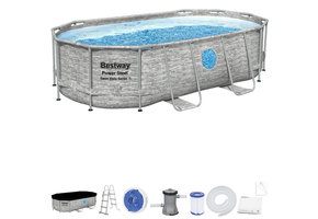 Bestway zwembad - Power Steel - 427x250x100cm - stenen muur