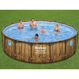 Bestway zwembad - met pomp, trap & afdekzeil - 488x122cm - hout