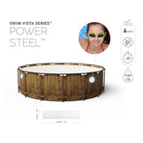 Bestway zwembad - met pomp, trap & afdekzeil - 488x122cm - hout