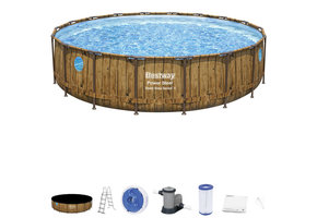 Bestway zwembad - met pomp, trap & afdekzeil - 549x122cm - hout