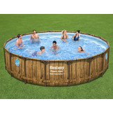 Bestway zwembad - met pomp, trap & afdekzeil - 549x122cm - hout