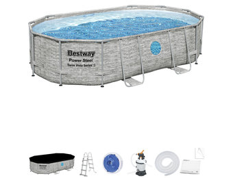 Bestway zwembad - Power Steel - 488x305x107cm - stenen muur