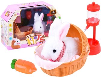 Knuffel konijn - 17x19x9 cm - interactief - met accessoires