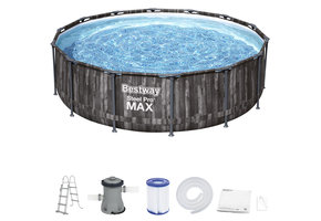 Bestway zwembad - met pomp en zwembad trap - 427x107 cm - hout