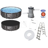 Bestway zwembad - met pomp en zwembad trap - 427x107 cm - hout