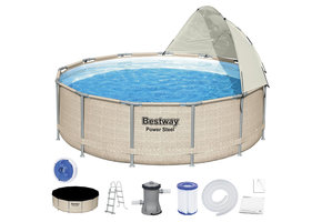 Bestway zwembad - compleet met zonnescherm - ⌀396x107cm - rotan