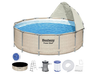 Bestway zwembad - compleet met zonnescherm - ⌀396x107cm - rotan
