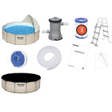 Bestway zwembad - compleet met zonnescherm - ⌀396x107cm - rotan