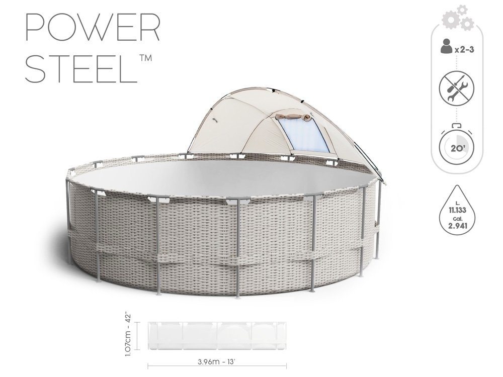Bestway zwembad - compleet met zonnescherm - ⌀396x107cm - rotan