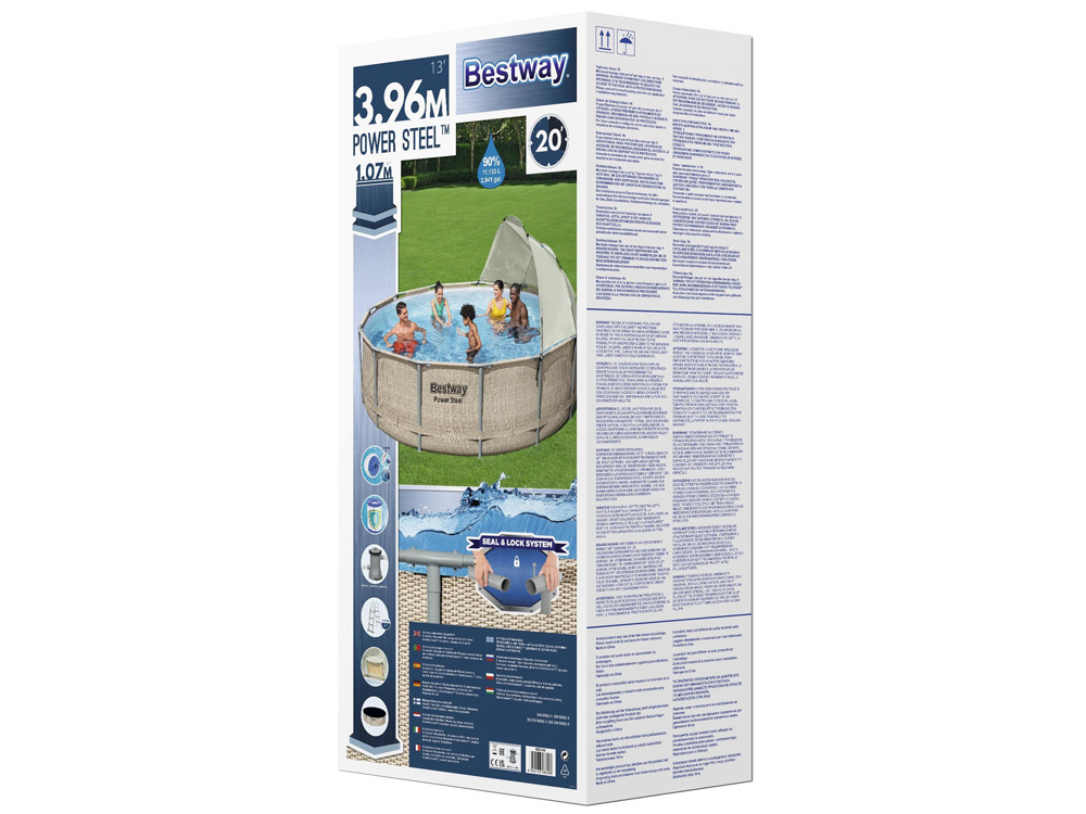Bestway zwembad - compleet met zonnescherm - ⌀396x107cm - rotan